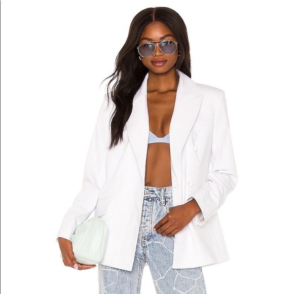 REVOLVE L'Academie Coco Double Breasted Blazer in White - Picture 1 of 5